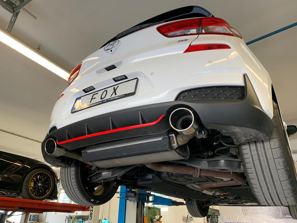 Fox passend fürHyundai i30N Performance + Fastback Endrohre passend auf den originalen Endschalldämpfer - 129x106 Typ 32 rechts/links