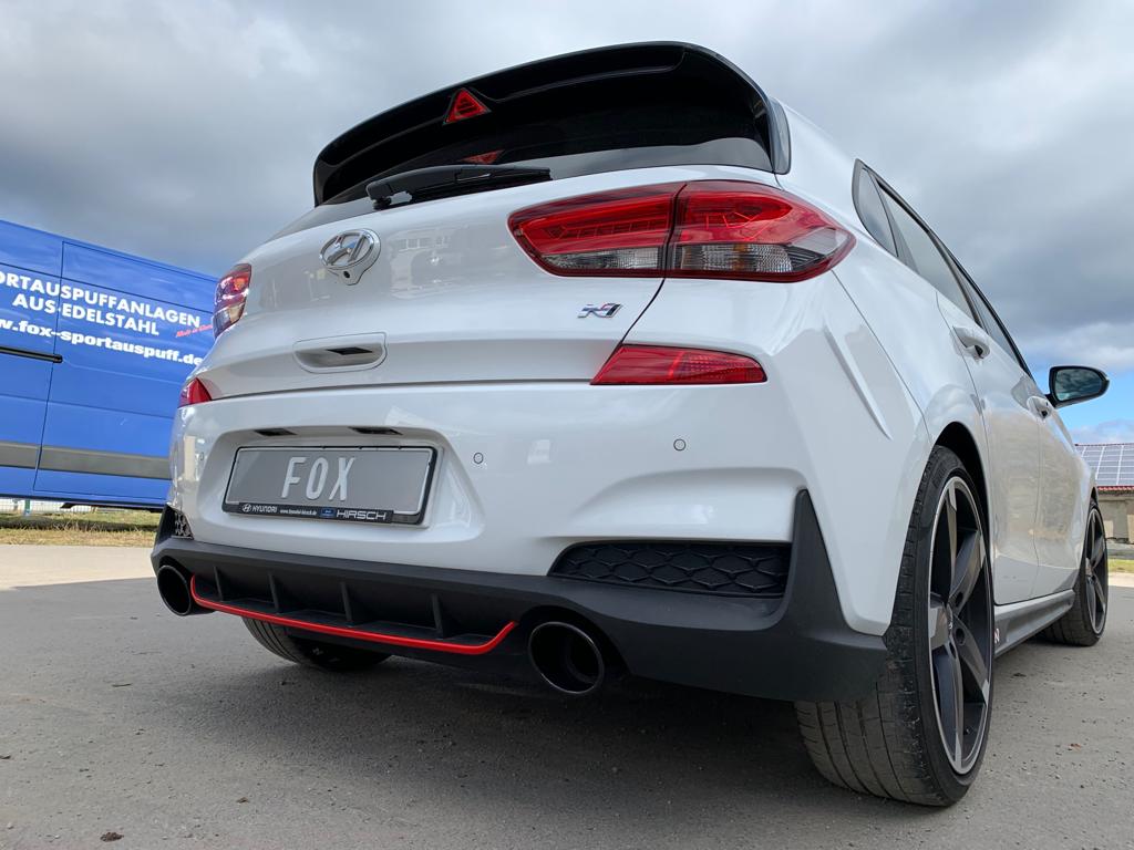 Fox passend für Hyundai i30N Performance + Fastback Endrohre passend auf den originalen Endschalldämpfer - 129x106 Typ 32 rechts/links schwarz emalliert