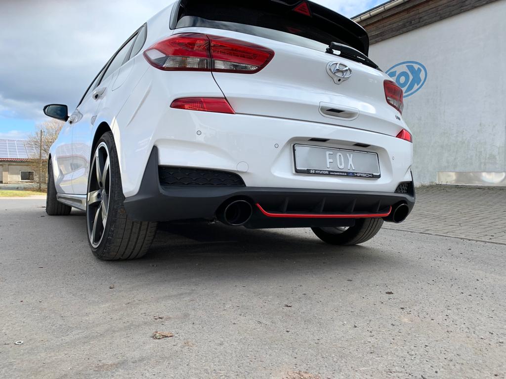 Fox passend fürHyundai i30N Performance + Fastback Endrohre passend auf den originalen Endschalldämpfer - 129x106 Typ 32 rechts/links schwarz emalliert