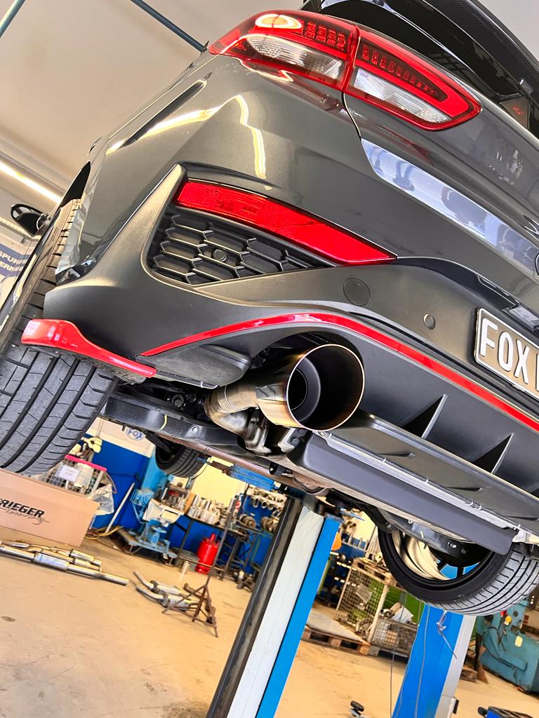 Fox passend fürHyundai i30N Facelift Endrohre passend auf den originalen Endschalldämpfer - 1x130 Typ 14 rechts/links mit eingefärbten Rand