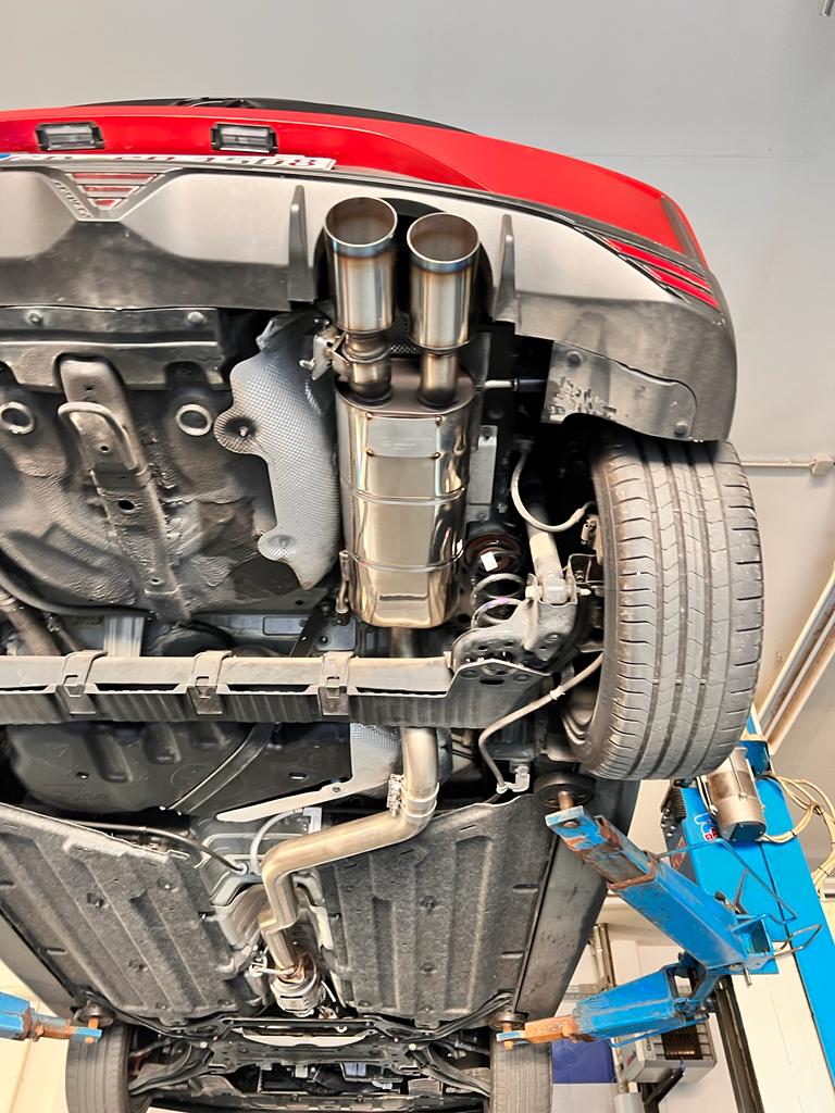 Fox passend für Hyundai I20 N - BC3 Endschalldämpfer mit Abgasklappe - 2x90 Typ 14 mit coloriertem Rand