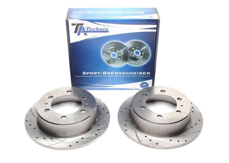 TA Technix Sport Bremsscheiben Satz Hinterachse gelocht + geschlitzt für Daewoo / Ssangyong Korando/Cabrio / Musso / Musso Sports / Rexton