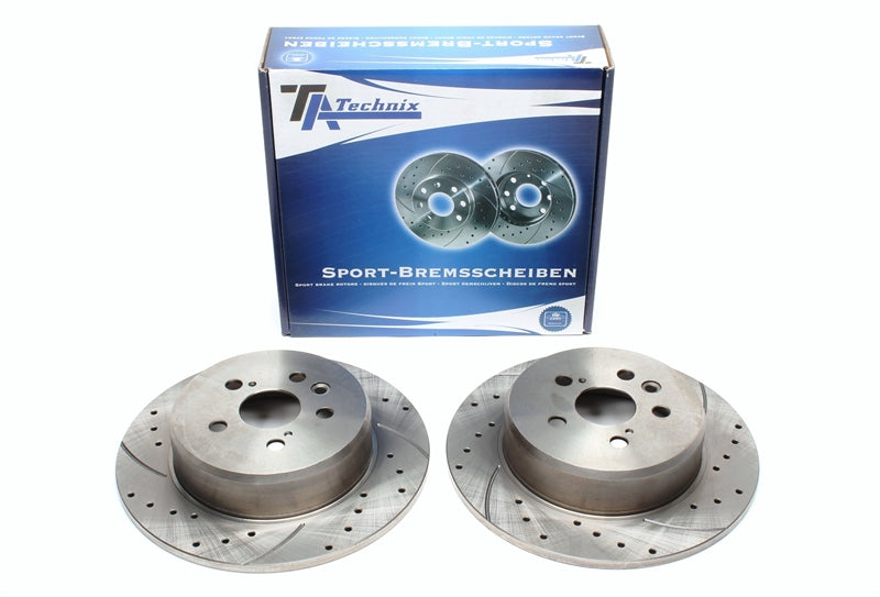 TA Technix Sport Bremsscheiben Satz Hinterachse, gelocht + geschlitzt für Toyota Celica Coupe