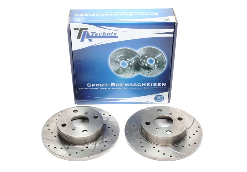 TA Technix Sport Bremsscheiben Satz Vorderachse gelocht + geschlitzt für Toyota Corolla Liftback/Compact/SW / Corolla Liftback/Compact/Wagon