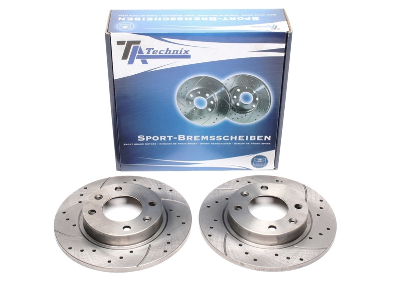 TA Technix Sport Bremsscheiben Satz Hinterachse gelocht + geschlitzt für Peugeot 405 I+ II / 405 I+ II Break