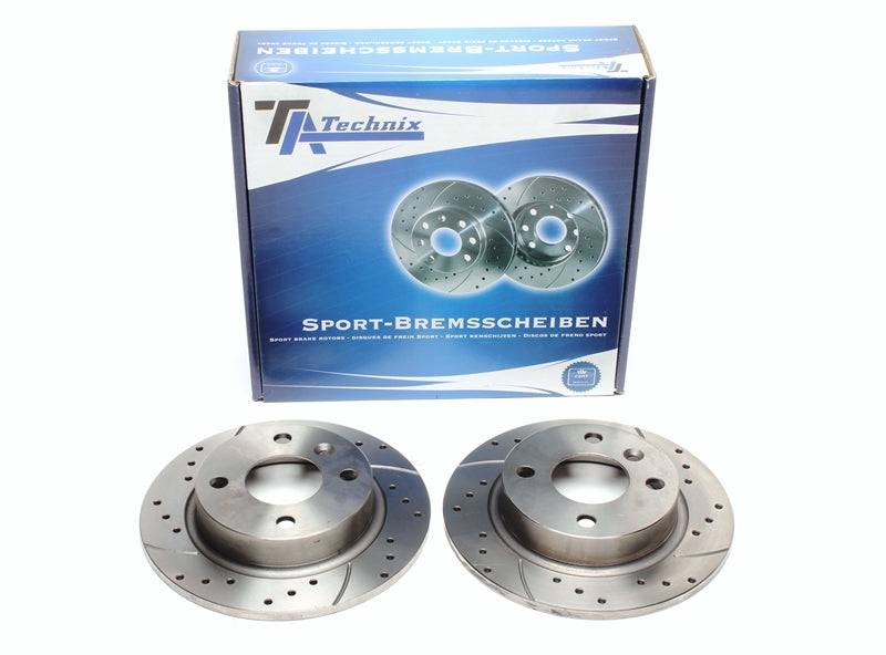 TA Technix Sport Bremsscheiben Satz Hinterachse gelocht + geschlitzt für Volvo 440K / 460L /480E