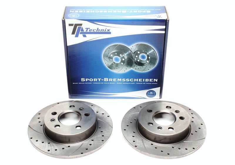 TA Technix Sport Bremsscheiben Satz Hinterachse gelocht + geschlitzt für Renault Laguna I / Laguna I Grandtour / Safrane I+ II