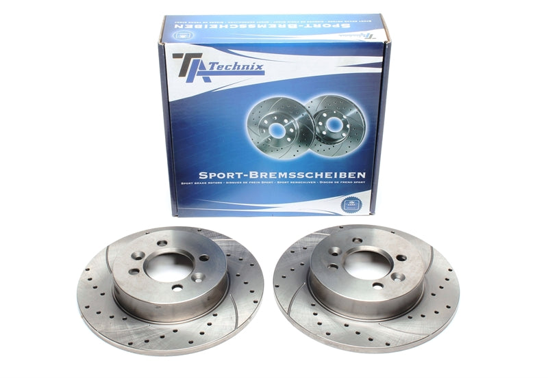 TA Technix Sport Bremsscheiben Satz Hinterachse gelocht + geschlitzt für Renault Laguna I / Laguna I Grandtour/ Safrane I