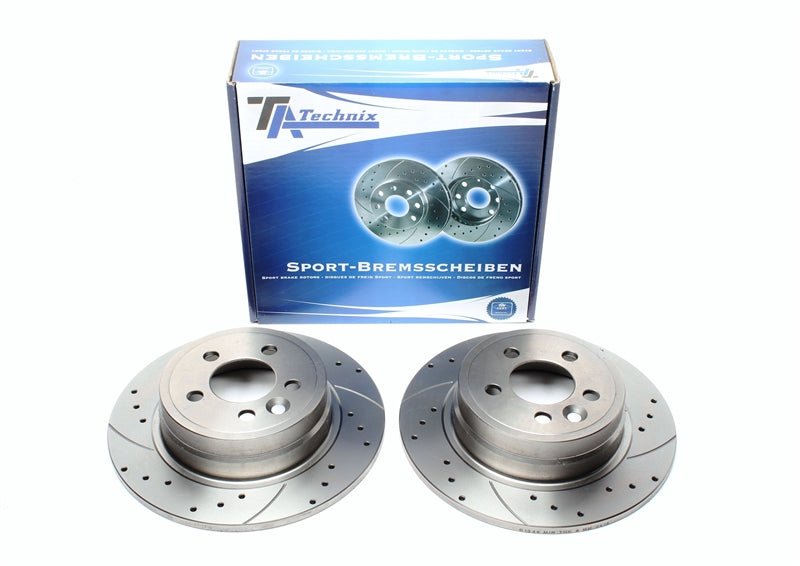 TA Technix Sport Bremsscheiben Satz Hinterachse gelocht + geschlitzt für MG / Rover MG ZT/ZT-T / Rover 75 / 75 Tourer