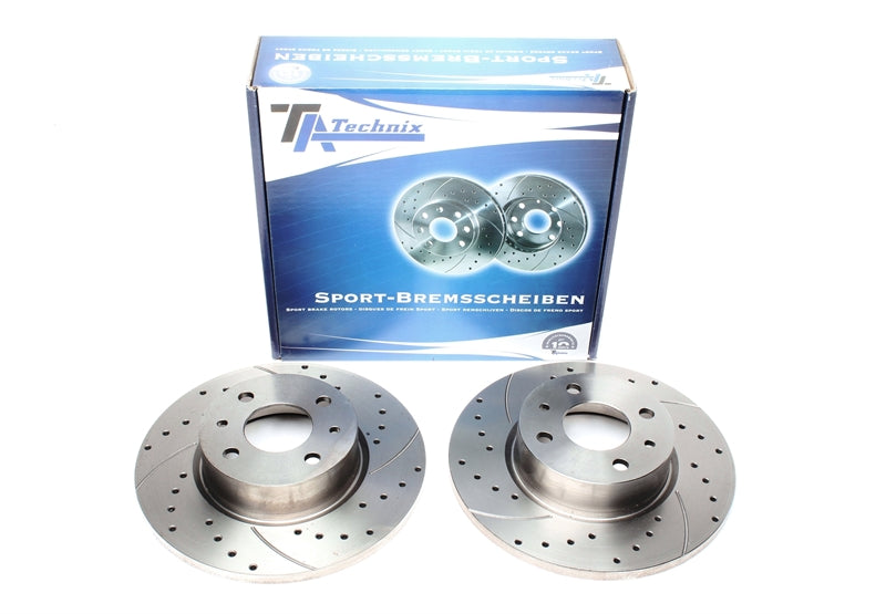 TA Technix Sport Bremsscheiben Satz Vorderachse gelocht + geschlitzt für Fiat / Lancia Croma / Thema