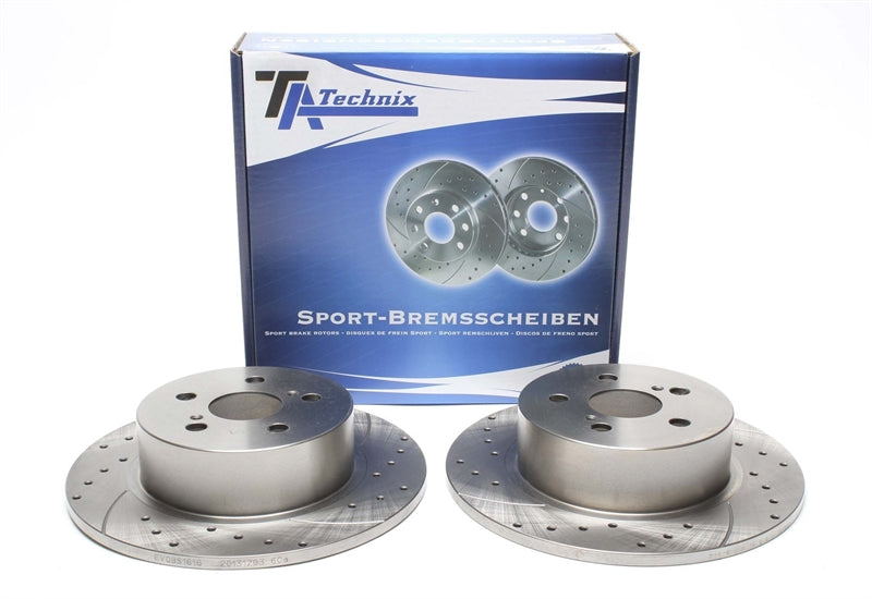 TA Technix Sport Bremsscheiben Satz Hinterachse gelocht + geschlitzt für Toyota Avensis