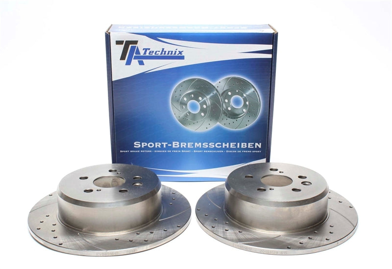 TA Technix Sport Bremsscheiben Satz Hinterachse gelocht + geschlitzt für Toyota Avensis