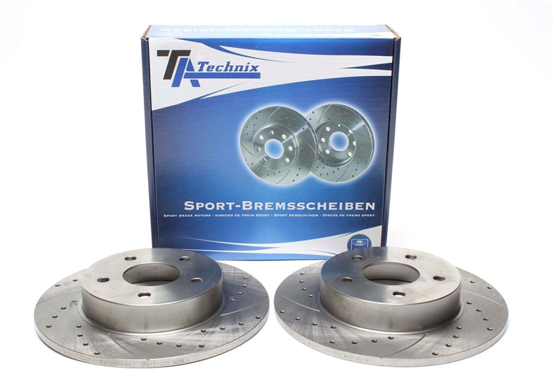 TA Technix Sport Bremsscheiben Satz Hinterachse gelocht + geschlitzt für Nissan Almera Tino/Primera