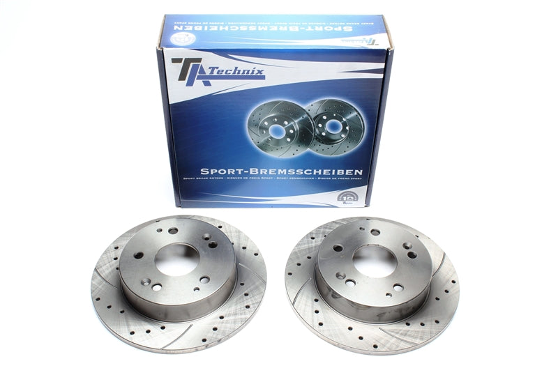TA Technix Sport Bremsscheiben Satz Hinterachse gelocht + geschlitzt für Honda Civic VII Hatchback/Stufenheck/Coupe