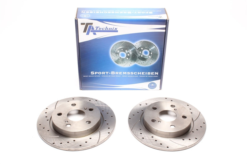 TA Technix Sport Bremsscheiben Satz Hinterachse gelocht + geschlitzt für Toyota Auris/ Corolla