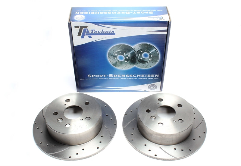 TA Technix Sport Bremsscheiben Satz Hinterachse gelocht + geschlitzt für Toyota Camry -)  Exportmodell