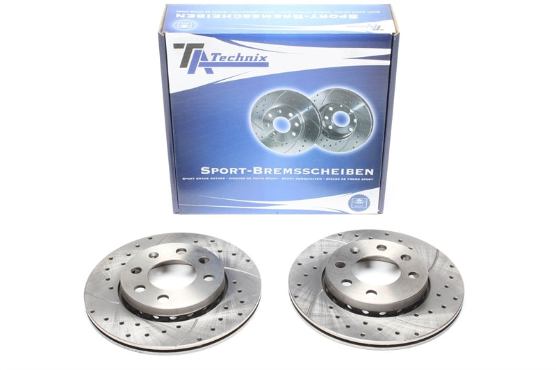 TA Technix Sport Bremsscheiben Satz Vorderachse gelocht + geschlitzt + innenbelüftet für Audi/VW A2,Lupo