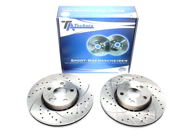 TA Technix Sport Bremsscheiben Satz Vorderachse gelocht + geschlitzt + innenbelüftet für Toyota Avensis / Avensis Liftback / Avensis SW