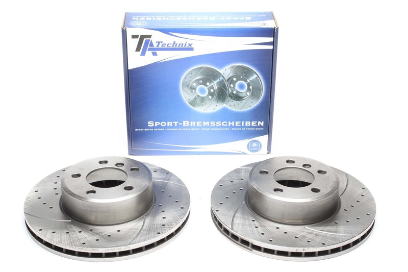TA Technix Sport Bremsscheiben Satz Vorderachse gelocht + geschlitzt + innenbelüftet für BMW 7er 730i/730d/735i