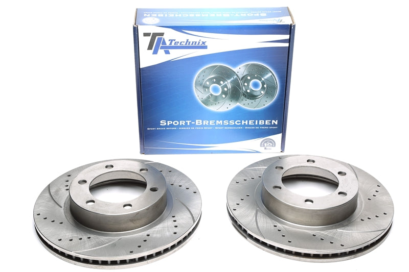 TA Technix Sport Bremsscheiben Satz Vorderachse gelocht + geschlitzt + innenbelüftet für Toyota Hilux III Pick-up
