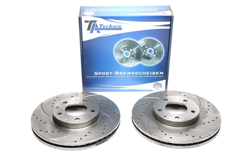 TA Technix Sport Bremsscheiben Satz Vorderachse gelocht + geschlitzt + innenbelüftet für Mazda MPV II