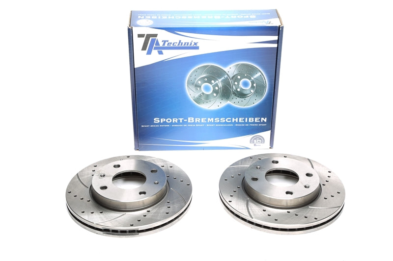 TA Technix Sport Bremsscheiben Satz Vorderachse gelocht + geschlitzt + innenbelüftet für Hyundai Elantra / Elantra Stufenheck / Matrix