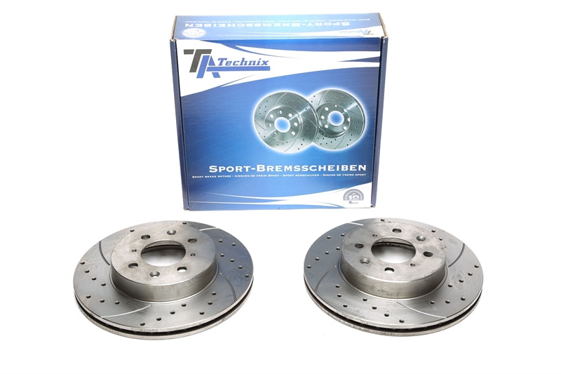 TA Technix Sport Bremsscheiben Satz Vorderachse gelocht + geschlitzt + innenbelüftet für Honda Accord III / Accord III Aerodeck / Prelude III