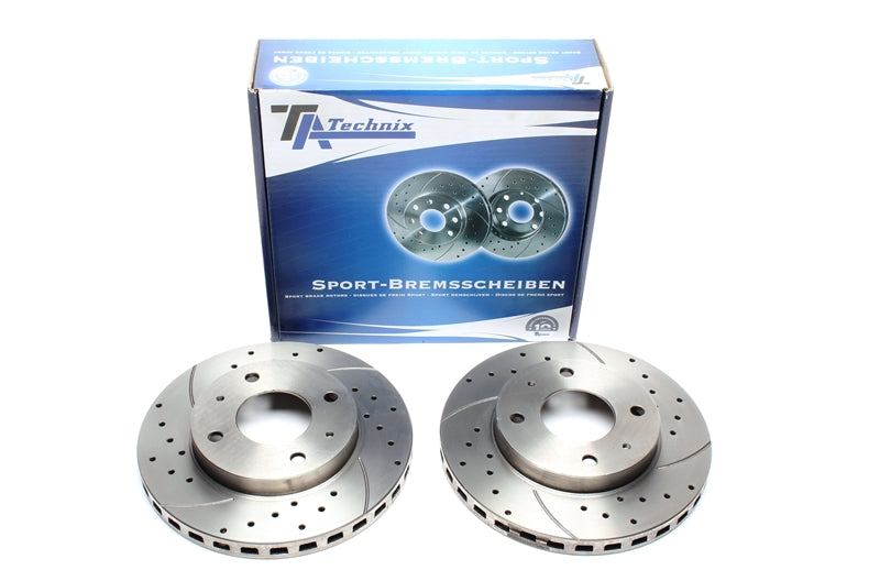 TA Technix Sport Bremsscheiben Satz Vorderachse gelocht + geschlitzt + innenbelüftet für Hyundai Sonata II / Sonata III