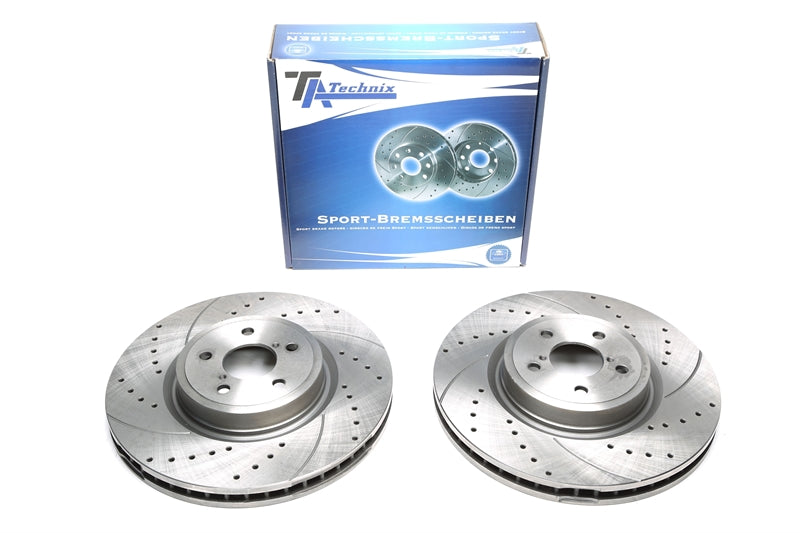 TA Technix Sport Bremsscheiben Satz Vorderachse gelocht + geschlitzt + innenbelüftet für Subaru Forester / Legacy IV+V / Outback