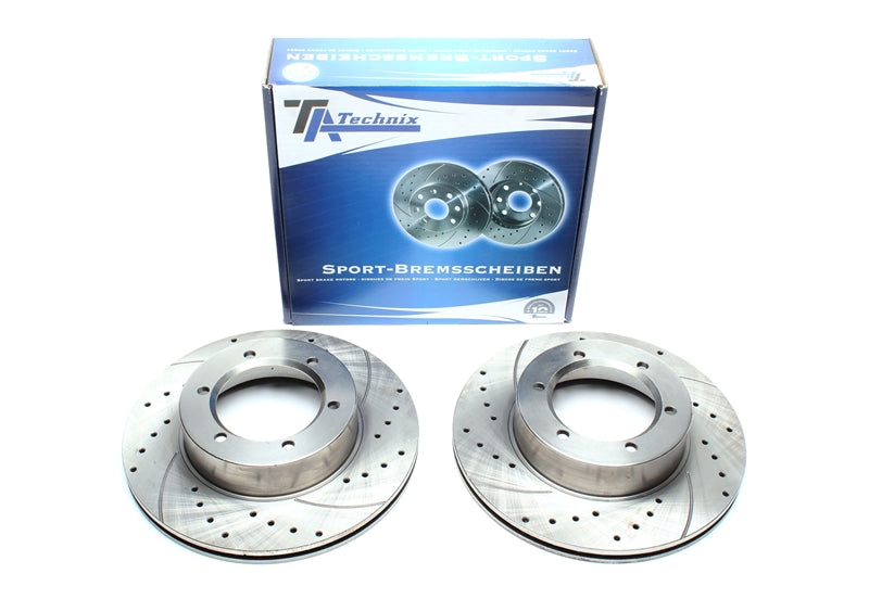 TA Technix Sport Bremsscheiben Satz Vorderachse gelocht + geschlitzt + innenbelüftet für Toyota / VW Hilux II Pick-up / Taro