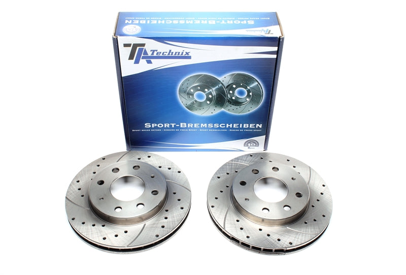 TA Technix Sport Bremsscheiben Satz Vorderachse gelocht + geschlitzt + innenbelüftet für Hyundai / Kia / Mitsubishi Joice / Santamo / Space Wagon / Space Runner