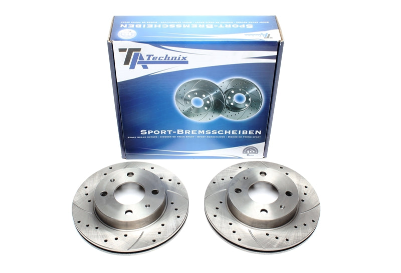 TA Technix Sport Bremsscheiben Satz Vorderachse gelocht + geschlitzt + innenbelüftet für Nissan Almera I / Almera I Hatchback
