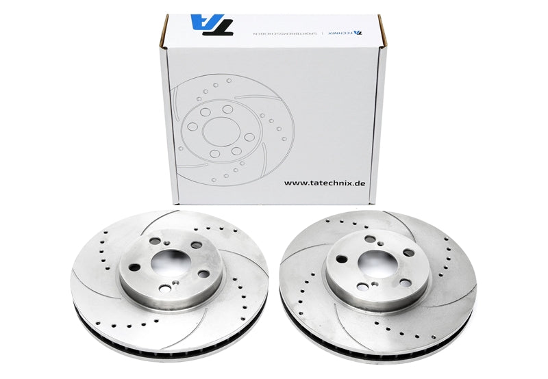 TA Technix Sport Bremsscheiben Satz Vorderachse gelocht + geschlitzt + innenbelüftet für Toyota Avensis / Avensis Liftback / Avensis SW