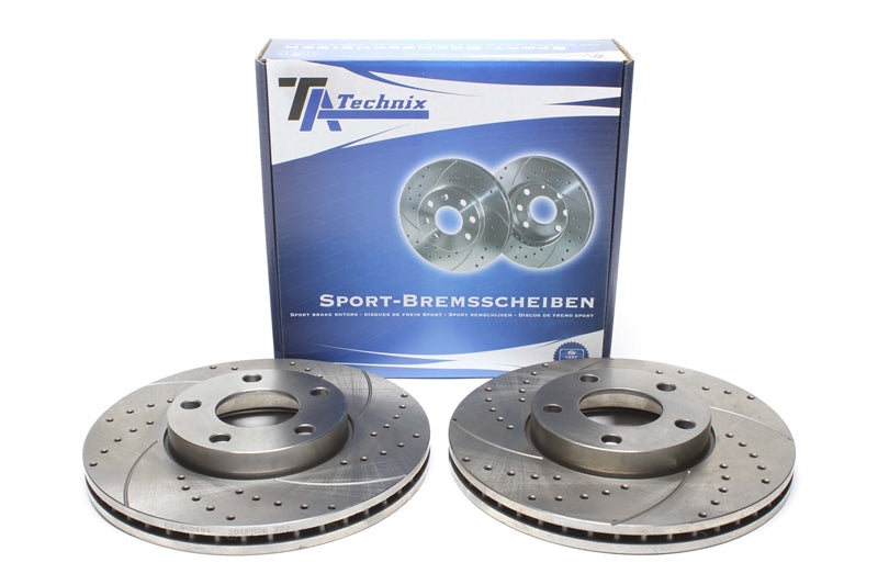 TA Technix Sport Bremsscheiben Satz Vorderachse gelocht + geschlitzt + innenbelüftet für VW Passat