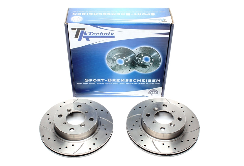 TA Technix Sport Bremsscheiben Satz Vorderachse gelocht + geschlitzt + innenbelüftet für Suzuki Baleno