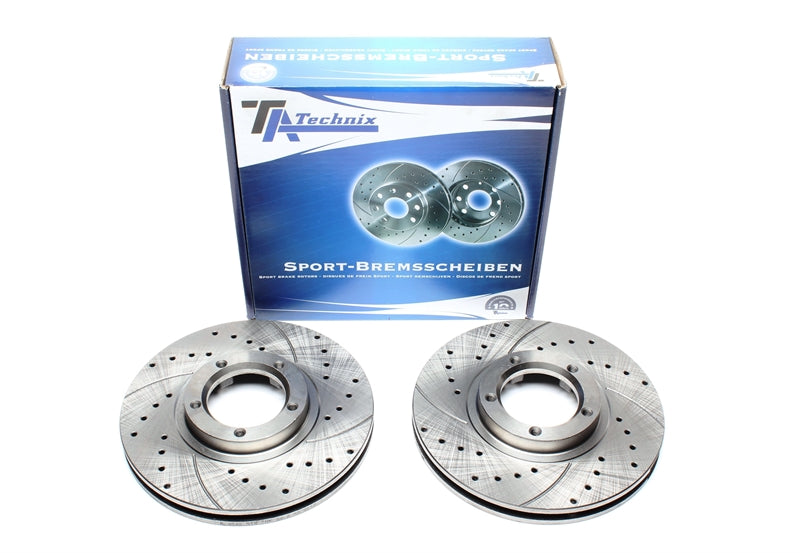 TA Technix Sport Bremsscheiben Satz Vorderachse gelocht + geschlitzt + innenbelüftet für Ford Transit Bus/Kasten/Pritsche / Tourneo