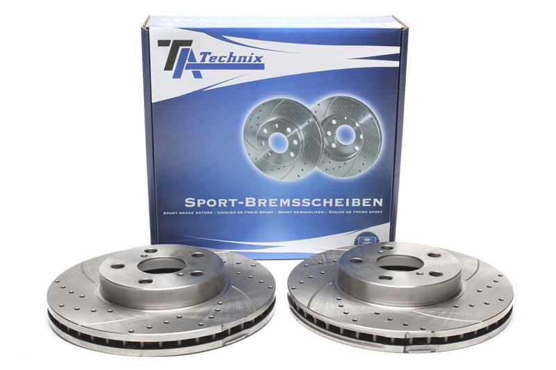 TA Technix Sport Bremsscheiben Satz Vorderachse gelocht + geschlitzt + innenbelüftet für Toyota Avensis