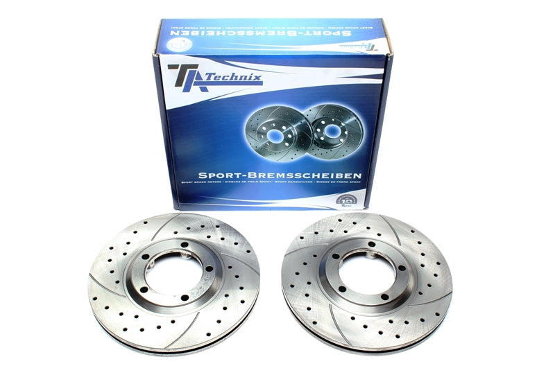 TA Technix Sport Bremsscheiben Satz Vorderachse gelocht + geschlitzt + innenbelüftet für Hyundai H100 Bus / H100 Kasten
