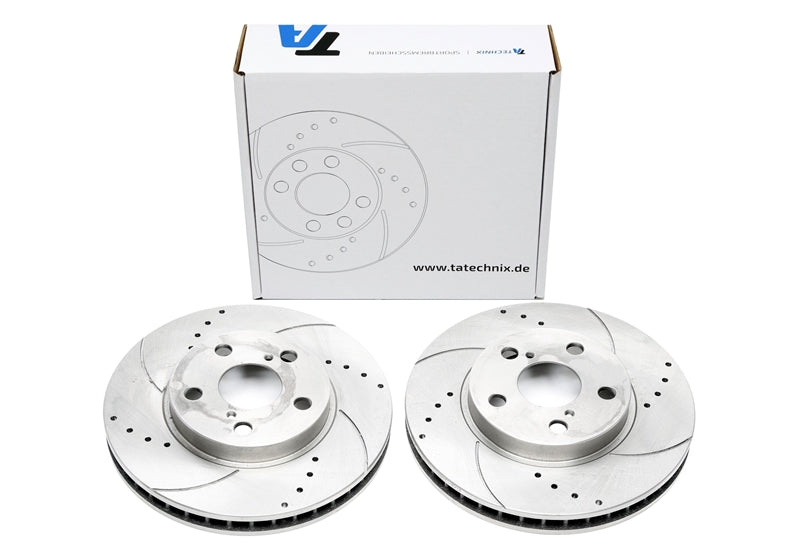 TA Technix Sport Bremsscheiben Satz Vorderachse gelocht + geschlitzt + innenbelüftet für Toyota Carina E / Carina E Stufenheck /  Carina E Sportswagon