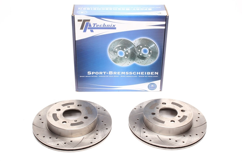 TA Technix Sport Bremsscheiben Satz Vorderachse gelocht + geschlitzt + innenbelüftet für Suzuki Ignis/ Ignis II