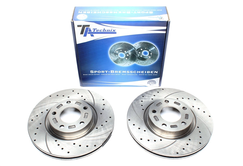 TA Technix Sport Bremsscheiben Satz Vorderachse gelocht + geschlitzt + innenbelüftet für Mazda 3 / 3 Stufenheck / 5
