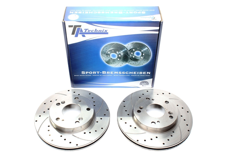 TA Technix Sport Bremsscheiben Satz Vorderachse gelocht + geschlitzt + innenbelüftet für Honda Civic VII Hatchback / Civic VII Stufenhheck / Civic VIII Stufenheck