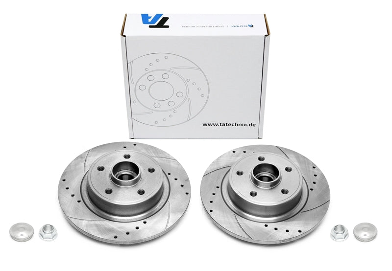 TA Technix Sport Bremsscheiben Satz Hinterachse, gelocht + geschlitzt für Renault Laguna II / Laguna II Grandtour/ Scénic II / Grand Scénic II