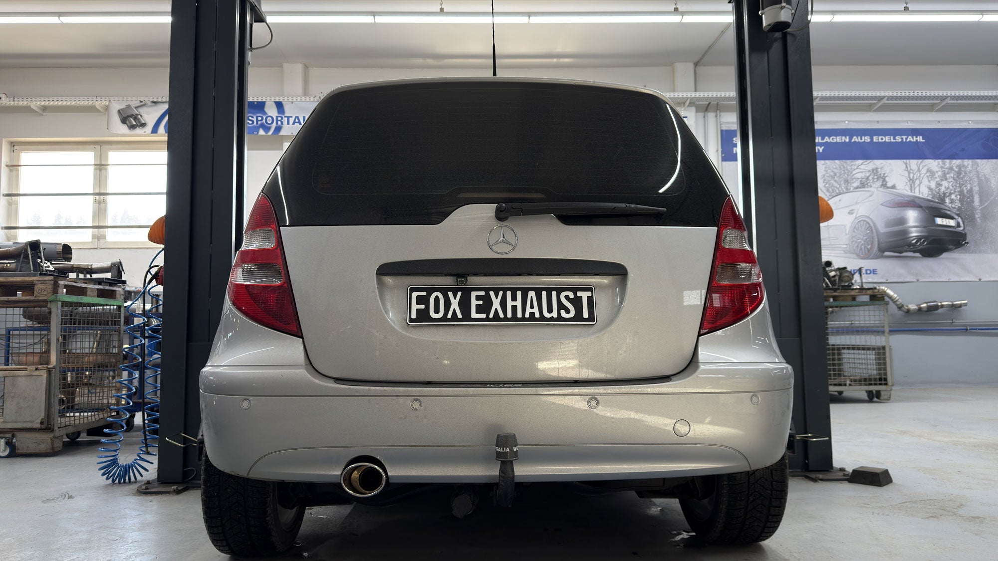 Fox passend für Mercedes A-Klasse W169 Endschalldämpfer - 115x85 Typ 32 - Für Fahrzeuge mit rundem Originalauschnitt