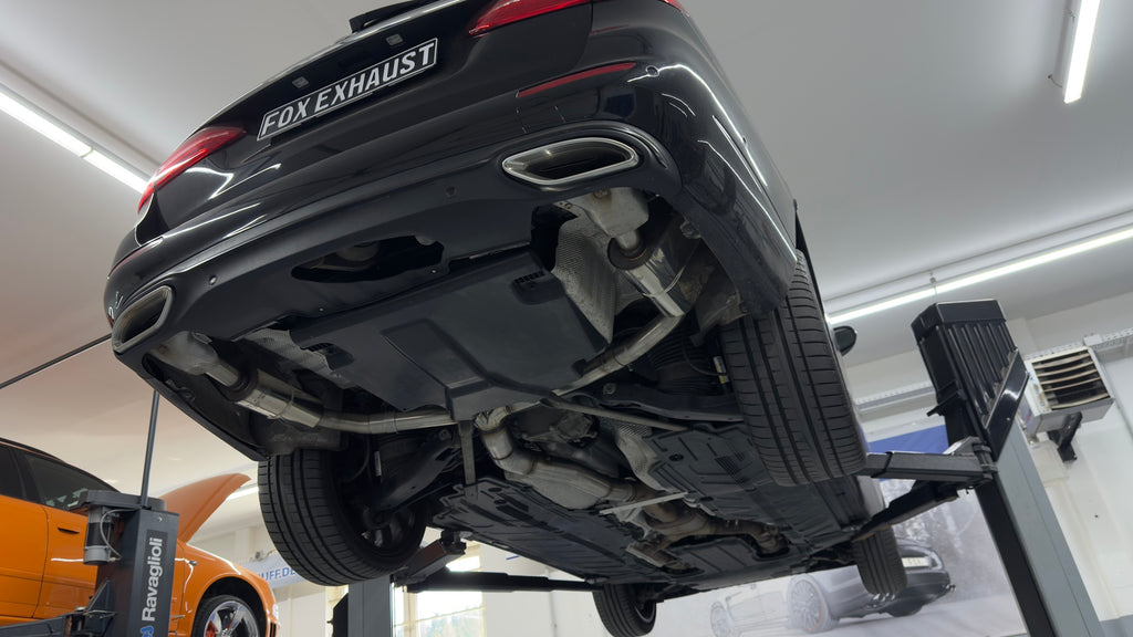 Fox passend für Mercedes E-Klasse 213 Endschalldämpfer rechts/links - Endrohre unsichtbar mit Ausgang in der Stoßstange