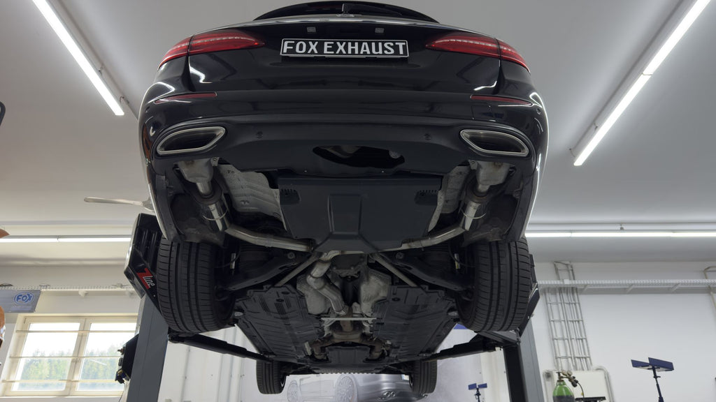 Fox passend für Mercedes E-Klasse 213 Endschalldämpfer rechts/links - Endrohre unsichtbar mit Ausgang in der Stoßstange