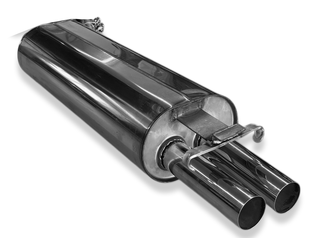 Fox passend für Mercedes W123/S123 - 4 Zylinder Endschalldämpfer - 2x55 Typ 10