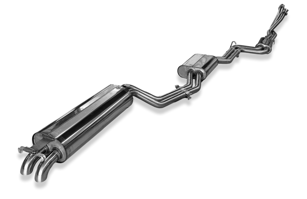 Fox passend für Mercedes W123/S123 - 6 Zylinder Komplettanlage ab Motor, bestehend aus End, Mittel- und Vorschalldämpfer mit Krümmerrohren - 2x55 Typ 26