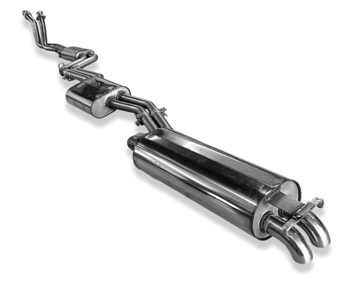 Fox passend fürMercedes W123/S123 - 6 Zylinder Komplettanlage ab Motor, bestehend aus End, Mittel- und Vorschalldämpfer mit Krümmerrohren - 2x55 Typ 26
