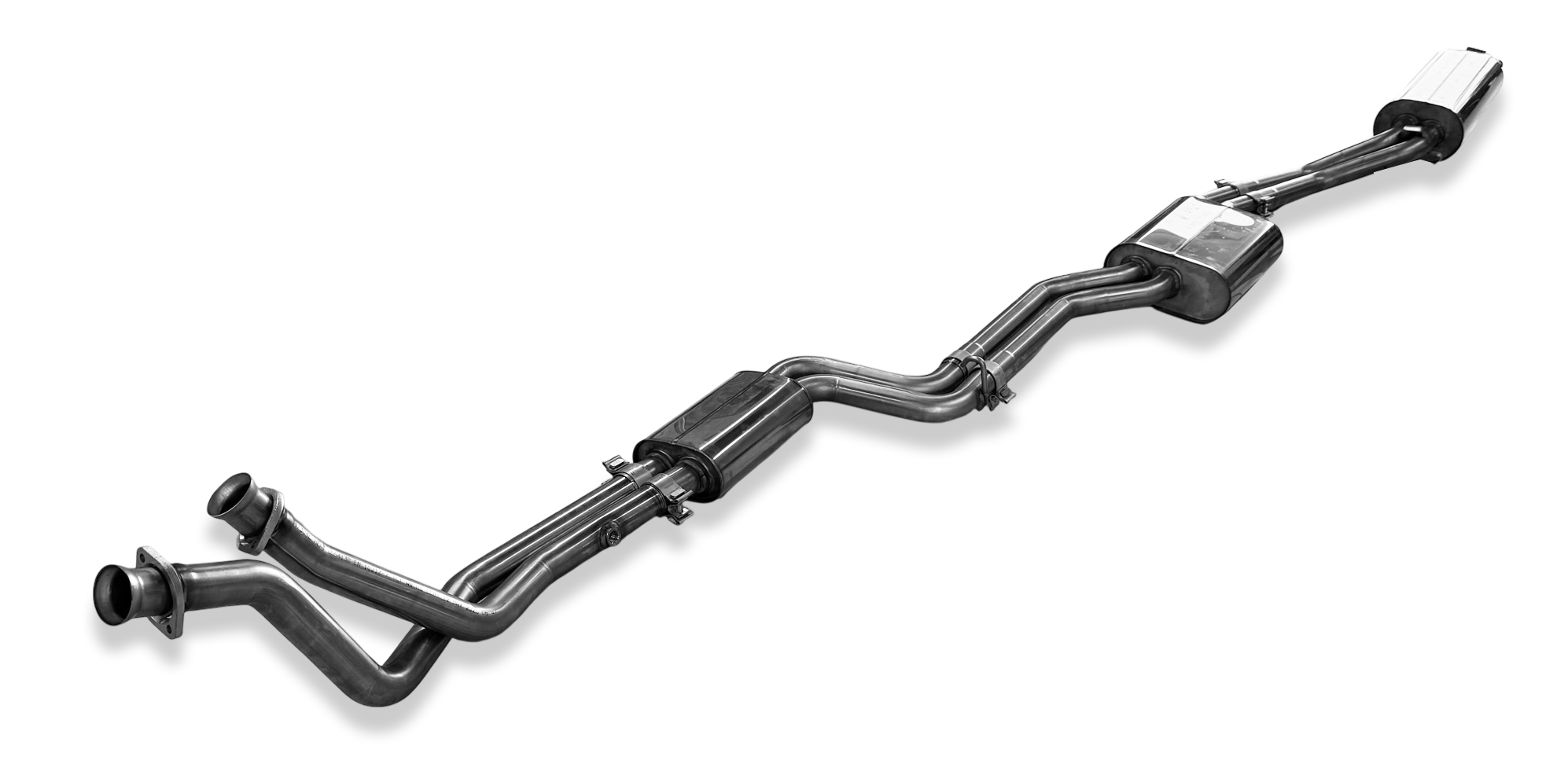 Fox passend fürMercedes W123/S123 - 6 Zylinder Komplettanlage ab Motor, bestehend aus End, Mittel- und Vorschalldämpfer mit Krümmerrohren - 2x55 Typ 26